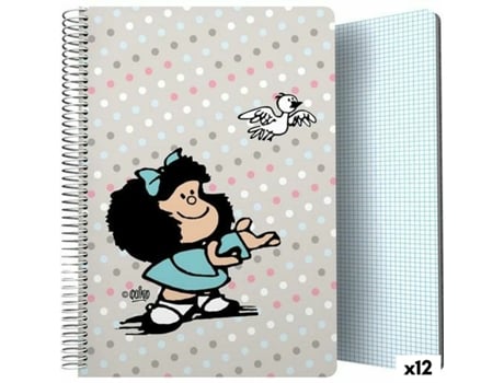 Caderno Mafalda Bird Multicolor Din A4 80 Folhas (12 Unidades)