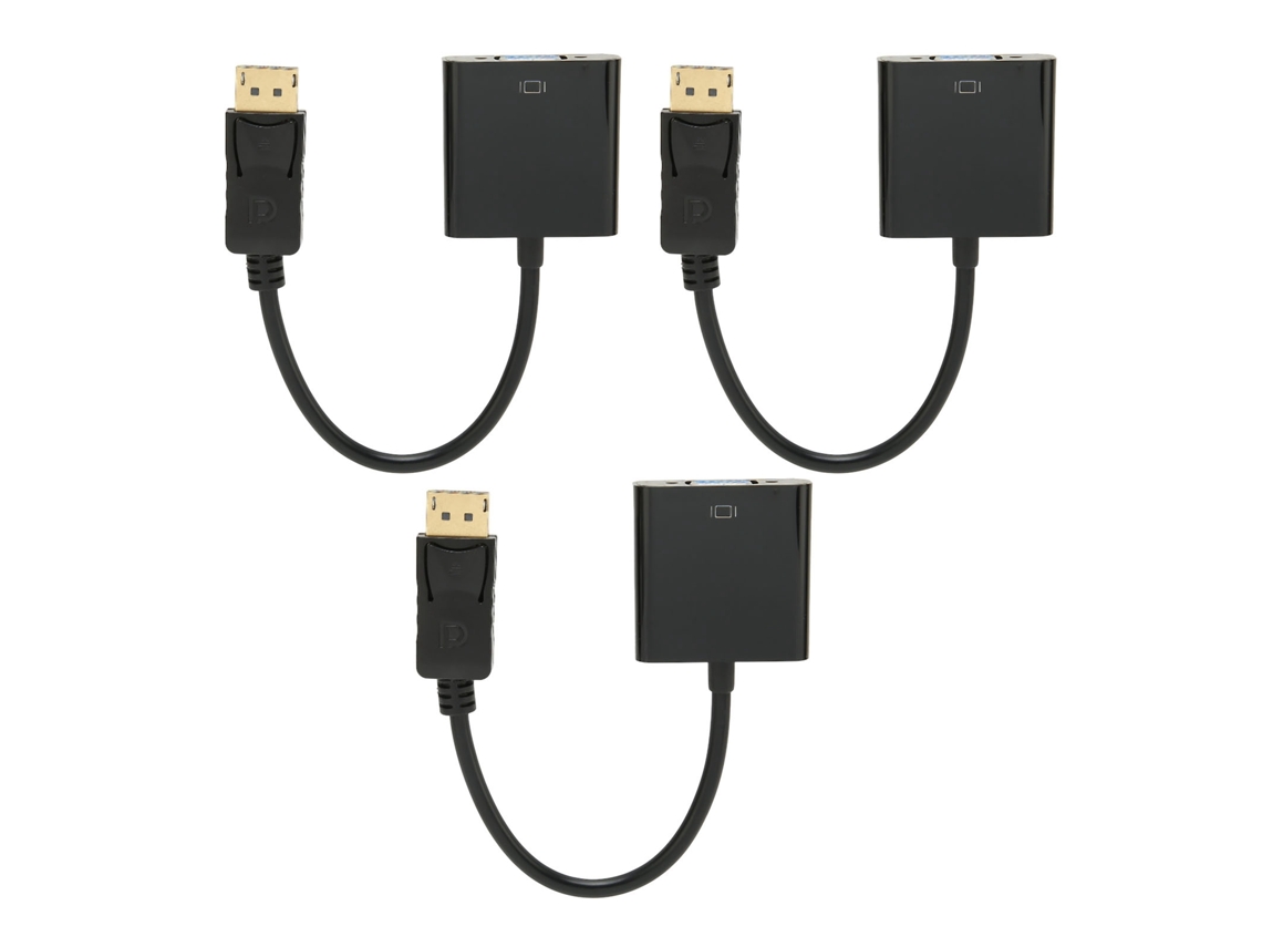 2026 3 Peças Adaptador Dp para Vga 1080p 60hz