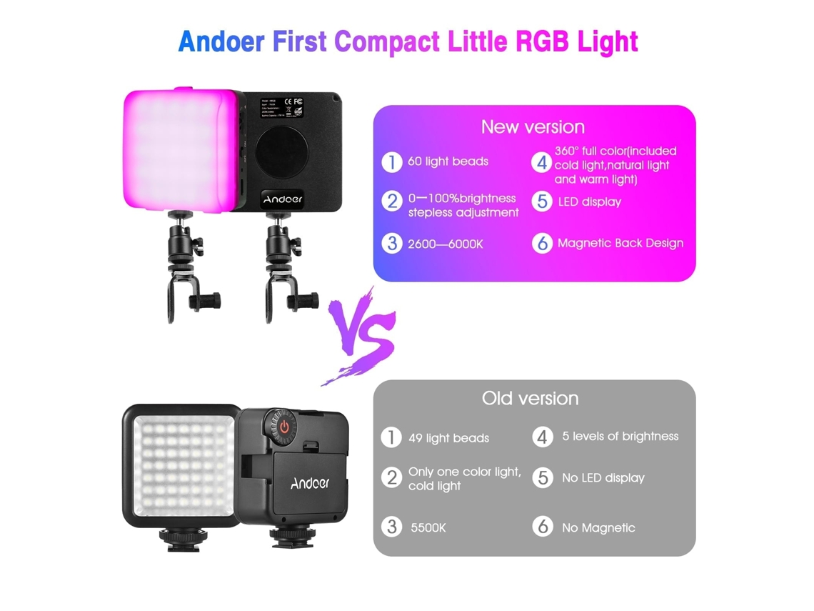2026 luz Led Rgb Bicolor Portátil para Vídeo e Fotografia Mini Lâmpada de Complemento
