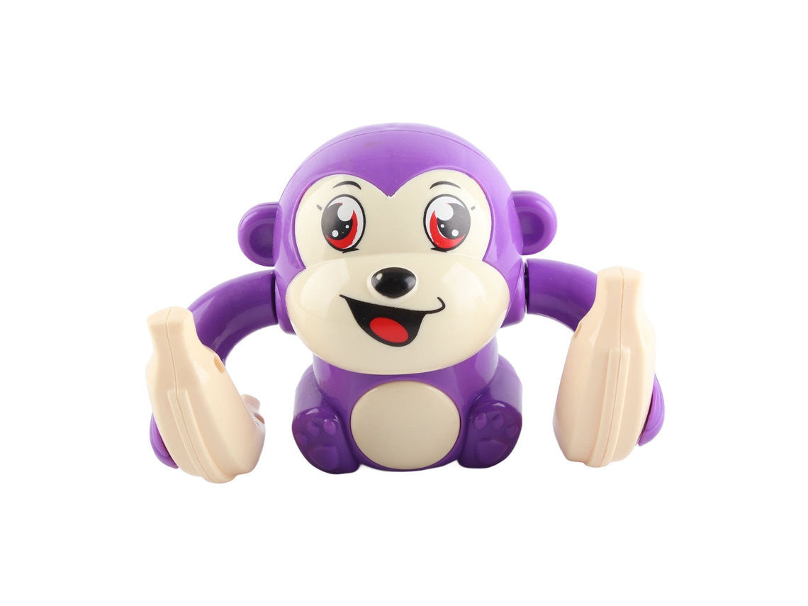 Ats brinquedo de Macaco Elétrico com Rotação e Cabeça, Brinquedo de Macaco Andador para Bebê com Luzes e Música, Roxo