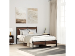 Vidaxl Estrutura De Cama Sem Colchão 120x190cm Metal Carvalho Castanho