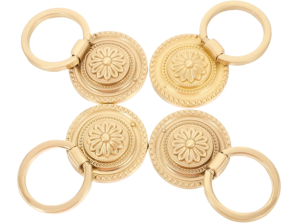 Conjunto De 4 Puxadores Redondos Ocultos Em Latão Dourado 48mm Para Gavetas Armários