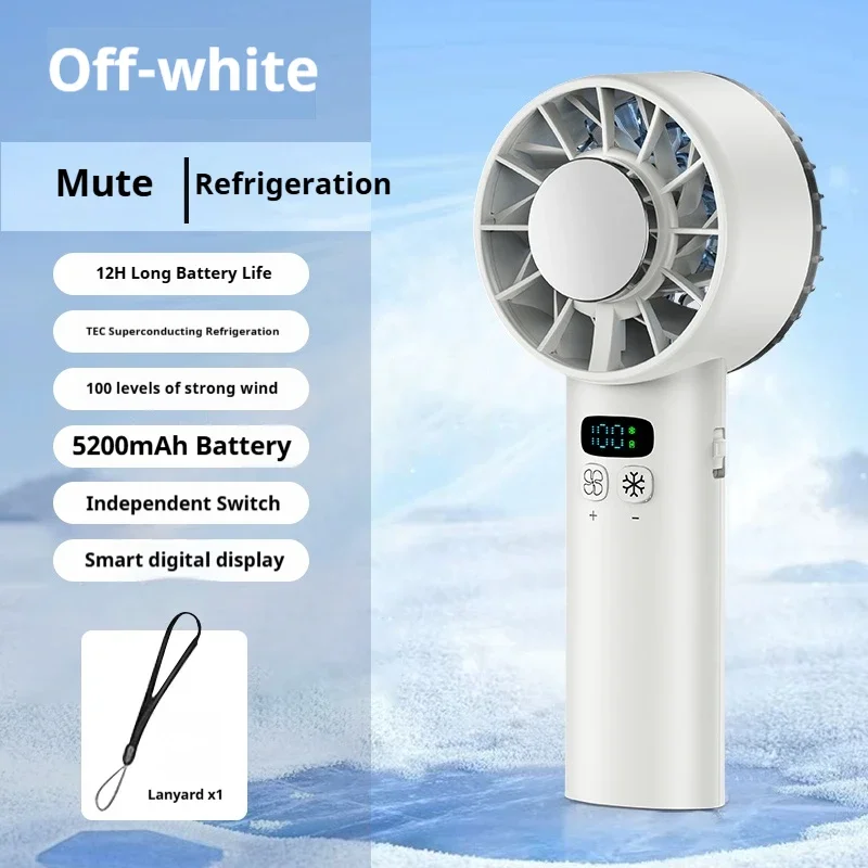 (branco) Ventilador Portátil De Alta Velocidade Ice Breeze De Nova Geração, Recarregável Via Usb, Com Visor Digital Led.