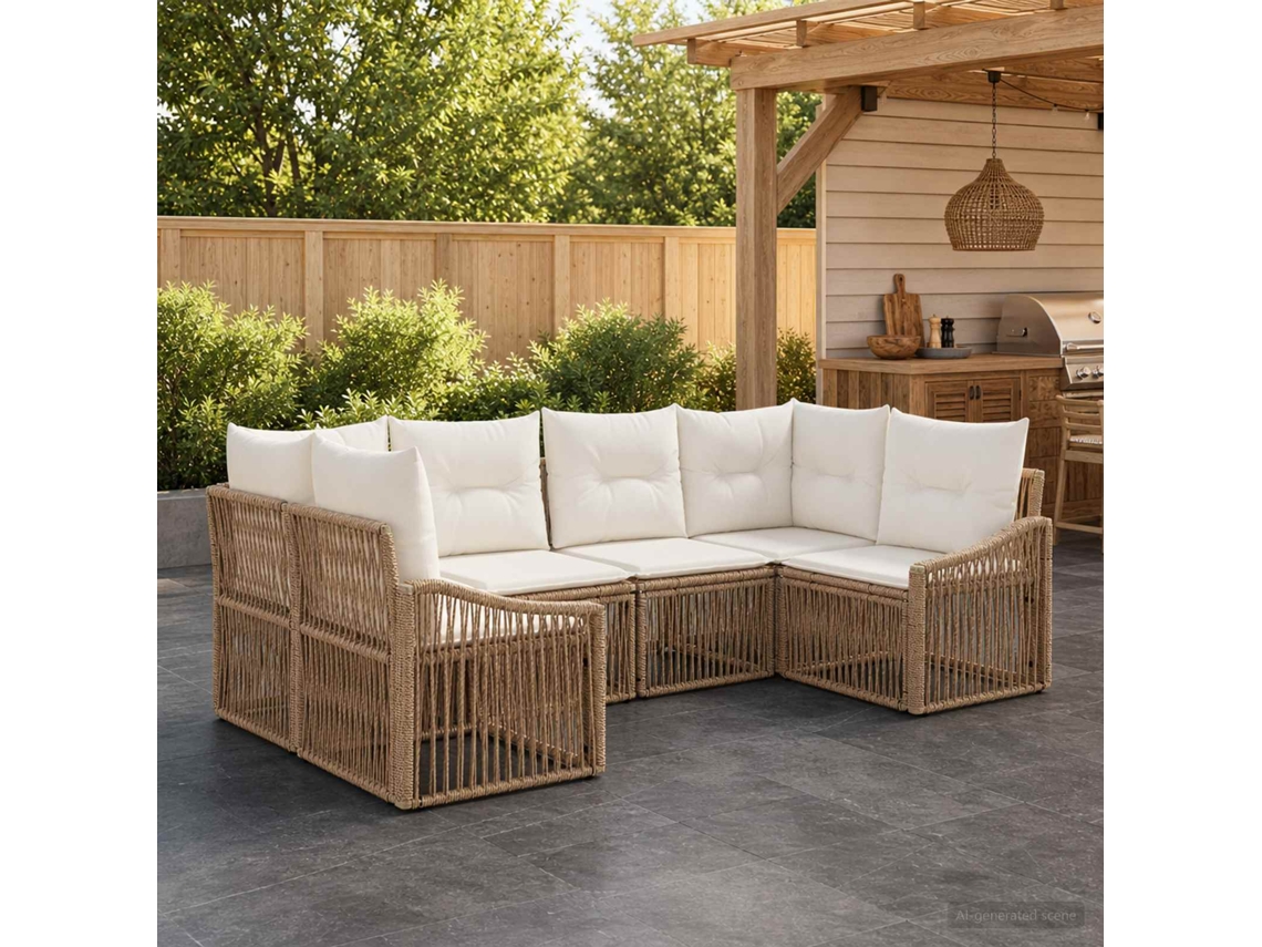 Vidaxl Conjunto De Sofá De Jardim 6 Unid. 6-número De Lugares Bege