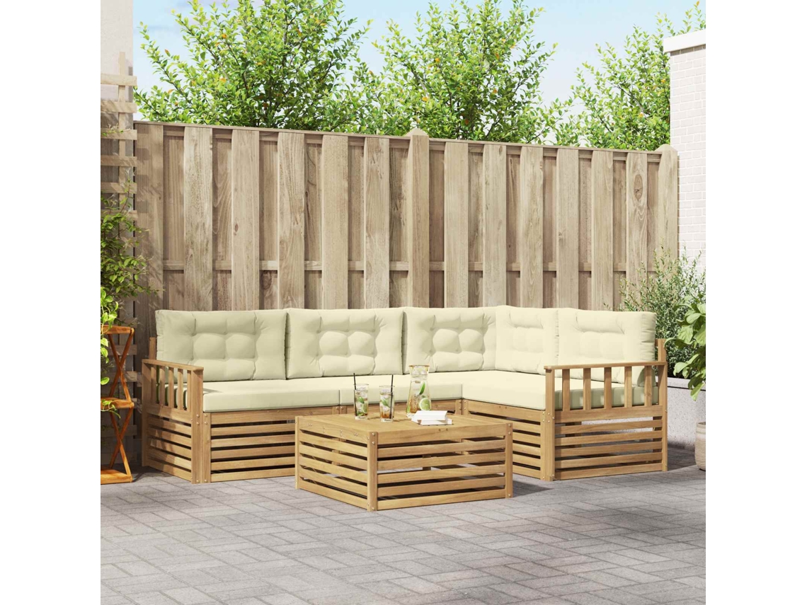 Vidaxl Conjunto De Sofás Para Exterior 6 Unid. Branco E Creme