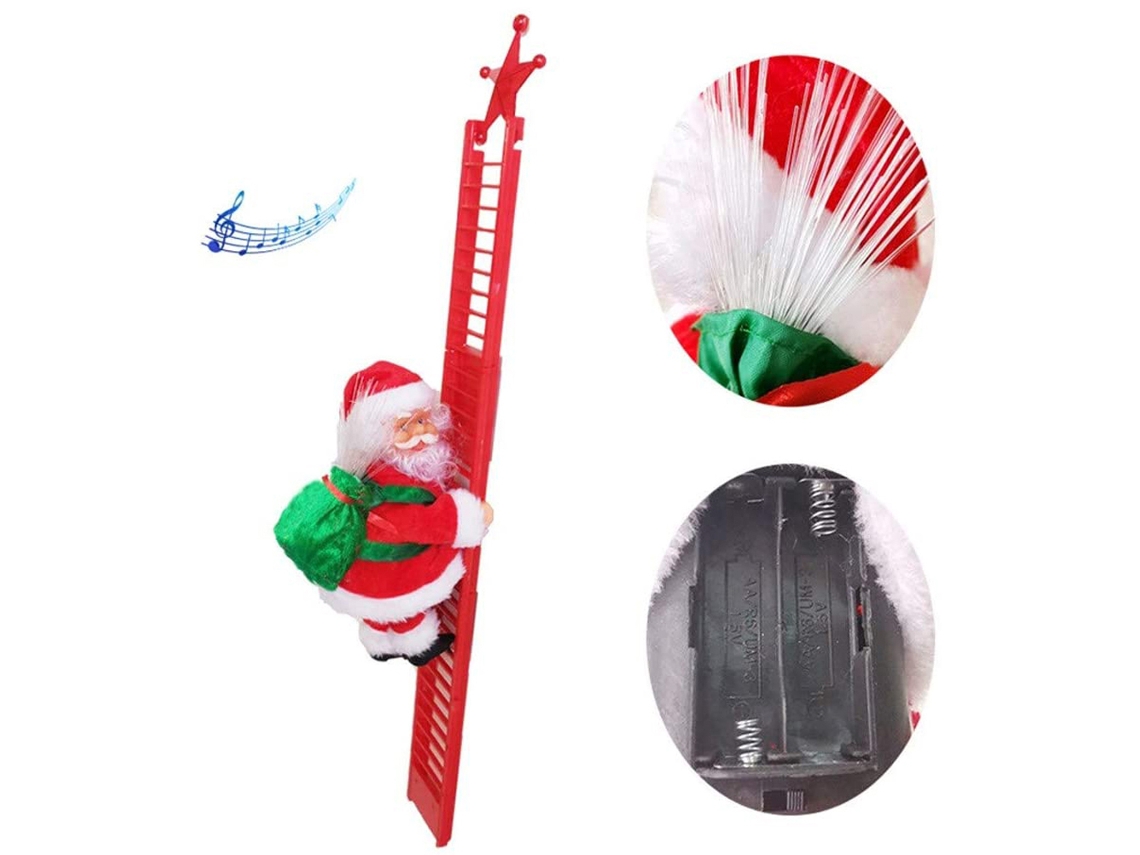 Decoração Natal Papai Noel Escalando Árvore Presente MARCA