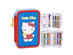 Estojo Escolar Infantil Con Lápis, Marcadores E Canetas De Hello Kitty