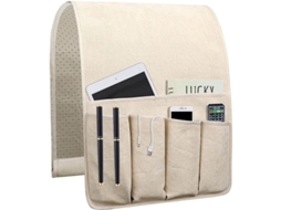 Lurelia Bolsa De Cabeceira, 5 Unid., Com Bolsos, Para Sofá, Em Borracha, 89 X 31,5 Cm, Bege