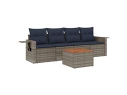 Conjunto de Sofá de Jardim, 5 Peças, Almofadas, Rattan Cinza MAISON EXCLUSIVE