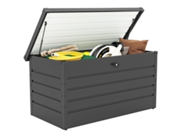 Banco Trunk Caixa de Armazenamento de Jardim com Chave. Baú Moderno de Aço. Cinza. 120x62x62cm Ge