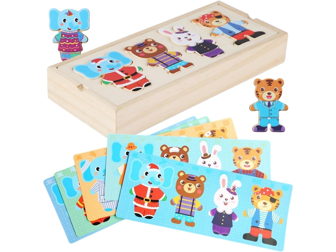 Jogo De Vestir Magnético Madeira Brinquedo Educativo Para Desenvolvimento Da Coordenação Motora