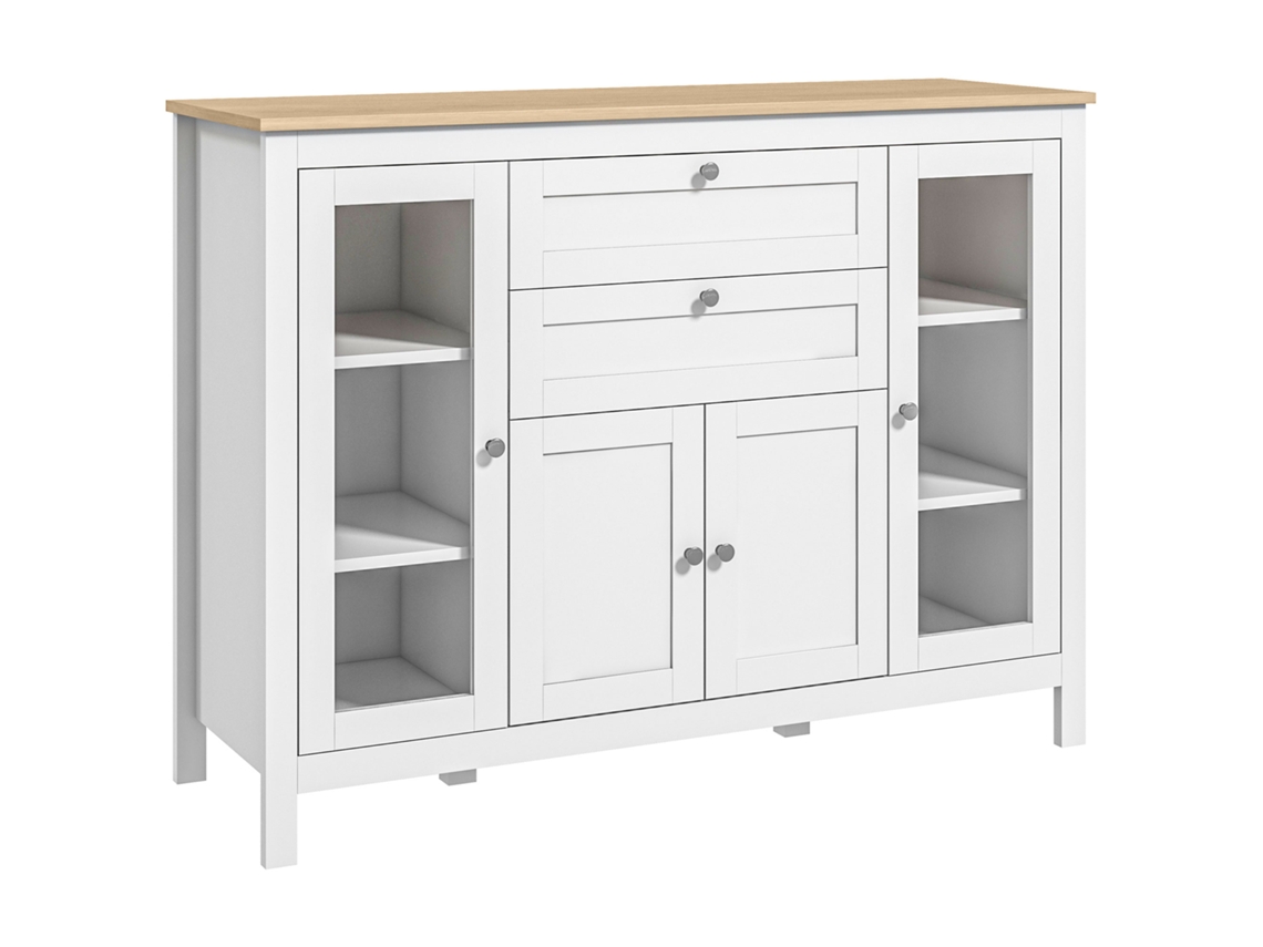 Armário CHEZMOI de cozinha com buffet, amplo espaço, prateleiras ajustáveis (76x40x183cm), branco