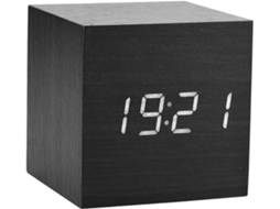 Despertador De Madeira Com Led, Controle De Voz, Visor De Termômetro, 3 Alarmes, Para Casa E Escritório Madeira Preta +