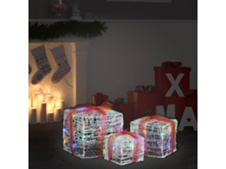 Vidaxl Caixas Presentes Natal Decorativas 3 Pcs Acrílico Colorido