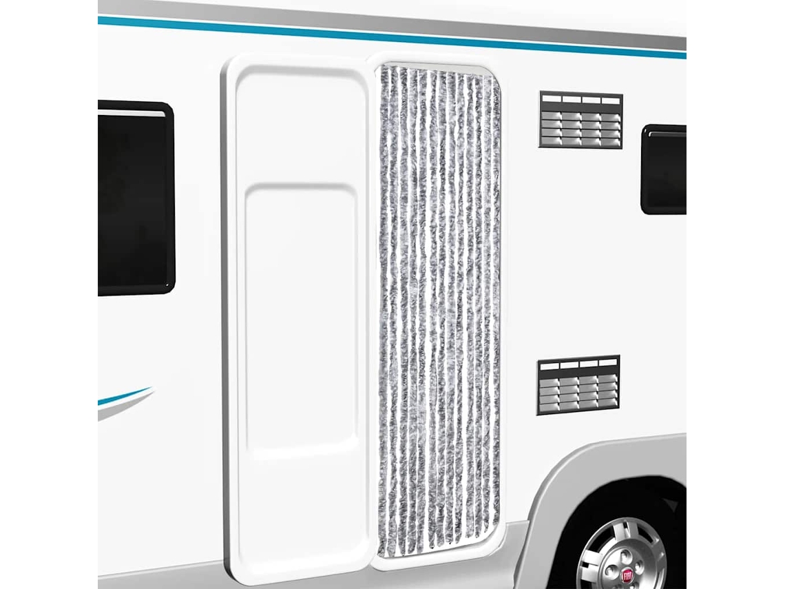 Vidaxl Cortina Anti-insetos 56x200 Cm Chenille Branco E Cinzento