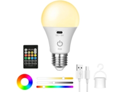 Soquete Para Lâmpada, Base E27, Recarregável, Comando Remoto, Toque, Intensidade Regulável, Usb, 3 Cores