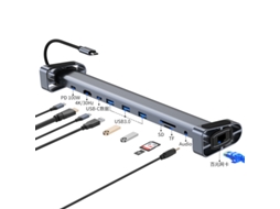 Estação De Ancoragem Bestvite 10 Em 1 Usb Aux Hd Vga Usb C 3.0 Compatível Com Hd Para Macbook Huawei Cinza