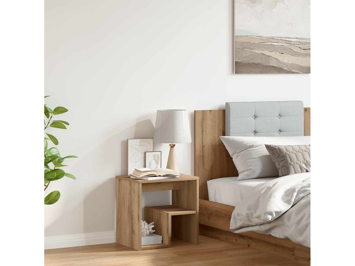 Vidaxl Mesa De Cabeceira Em Carvalho Artesanal 40x30x40 Cm