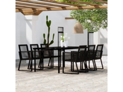 Vidaxl 7 Pcs Conjunto De Jantar Para Jardim Preto