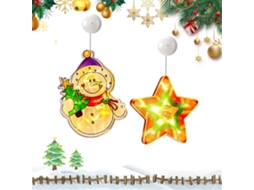 Peças De Decoração De Natal Luminosas,lâmpadas De Início De Natal Com Ventosa,boneco De Neve E Pequeno Candeeiro Estrela A Bateria,decoração Btforus