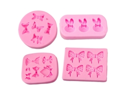 4 Peças de Molde Mini de Silicão em Forma de Laço para Fondant Chocolate e Doces RNEMITERY