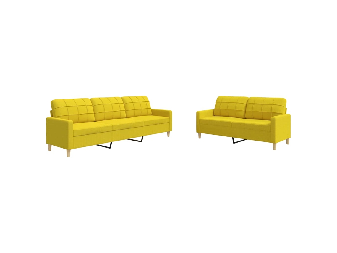 Maison Exclusive - 2 Pcs Conjunto De Sofás Tecido Amarelo-claro