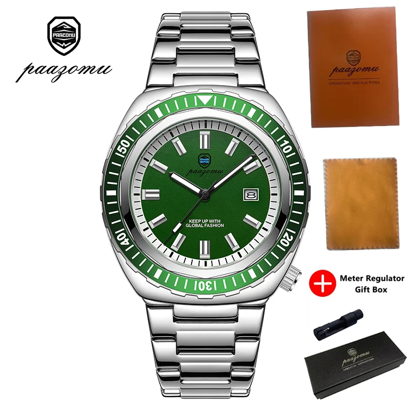(p621 Verde Prateado) Relógio De Negócios Elegante, Resistente À Água, Com Funções De Data E Dia Da Semana.