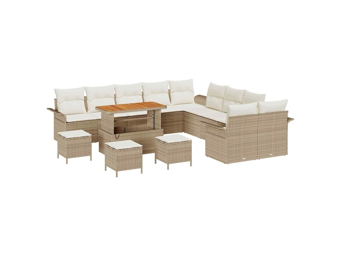 Maison Exclusive - Conjunto De Sofá De Jardim Com Almofada 14 Pcs Bege E Creme
