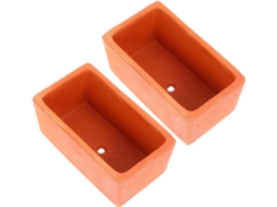 Kit de 2 Vasos Retangulares de Terracota Inoomp com Furo de Drenagem, 12,5 X 7 X 5,3 Cm, Ideais para Suculentas e para CHABERLU