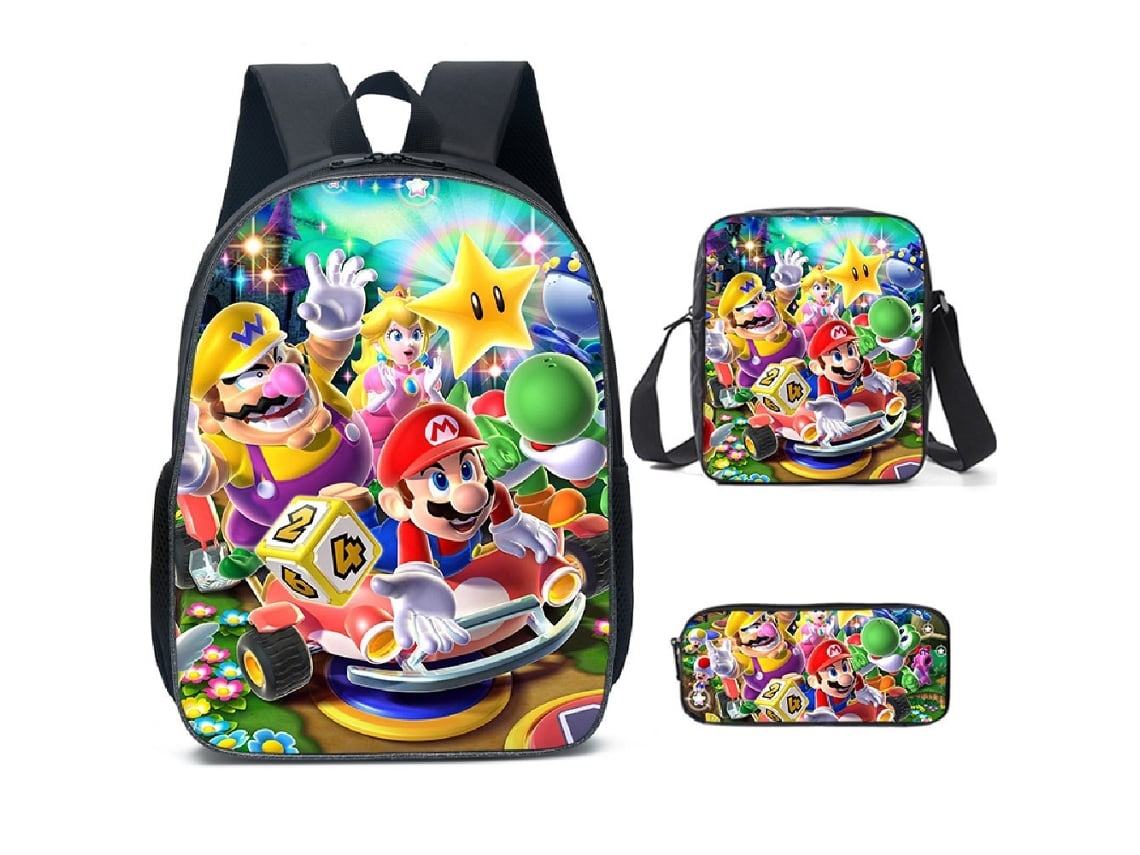 Conjunto De Três Peças De Mochila De Estudante  Mario25*