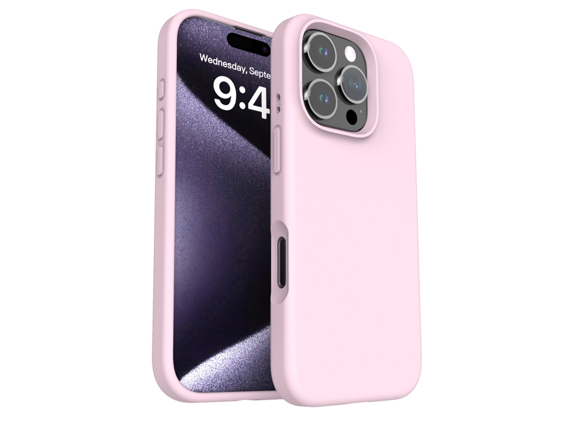 (rosa, Iphone 16 Pro Max) Capa De Celular Simples, De Cor Sólida E Resistente A Impactos, Compatível Com Iphone, Feita De Silicone Líquido.