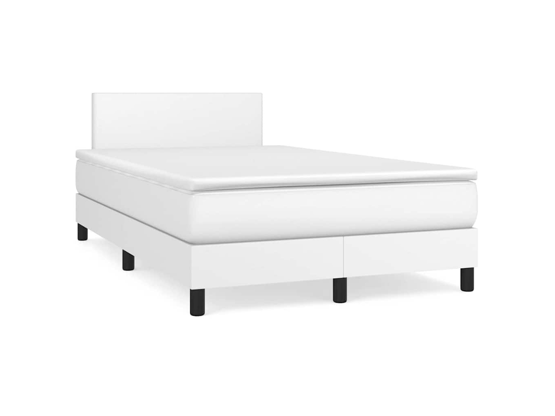 Vidaxl Cama Box Spring C/colchão/led 120x190cm Couro Artificial Branco