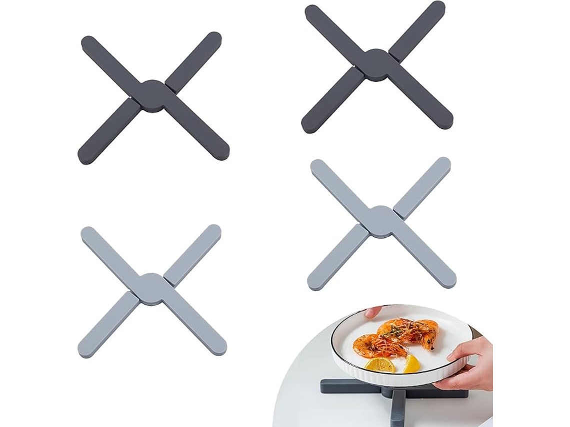 Encaixes de Silicone 4 Peças Proteção Térmica para Panelas, Frigideiras e Tigelas Preto + Cinza ZYBLSSBB