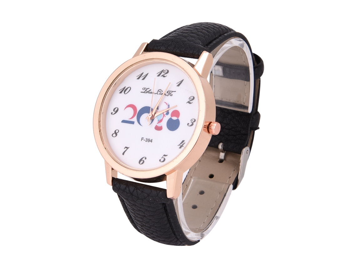 Relógio Analógico de Quartzo Pulseira Pu/alumínio Casual Elegante Resistente a Arranhões