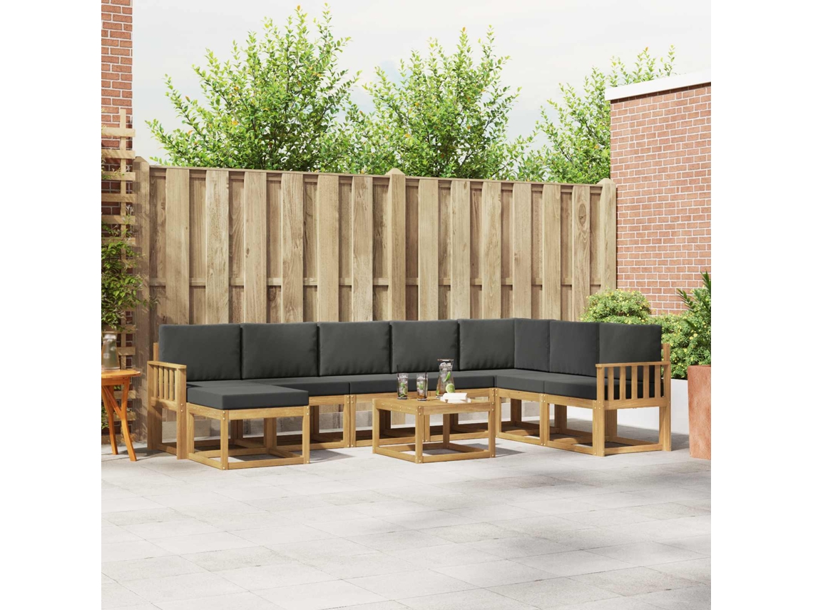 Vidaxl Conjunto De Sofás Para Exterior 9 Unid. Branco E Antracite