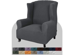 Funda Para Sillón De Alas 1 Pieza Spandex Jacquard Suave Con Barra De Espuma Color Gris Oscuro
