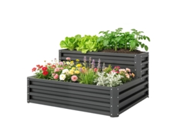 Vaso Externo De Aço Com Design De Escada Para Culturas Plantas Flores Escuro Cinzento 120x101x58 Cm