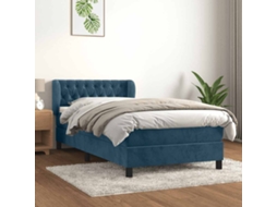 Vidaxl Cama com Molas/colchão 90x190 Cm Veludo Azul escuro
