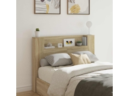 Vidaxl Cabeceira Com Armário E Led Sonoma 140 X 16,5 X 103,5 Cm