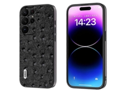 Capa Para Celular Abeel Em Couro Com Textura De Avestruz Para Samsung Galaxy S23 Ultra 5g