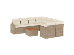 Conjunto de 9 Sofás para Jardim com Almofadões Vime Pe Bege MAISON EXCLUSIVE (90x200 cm)