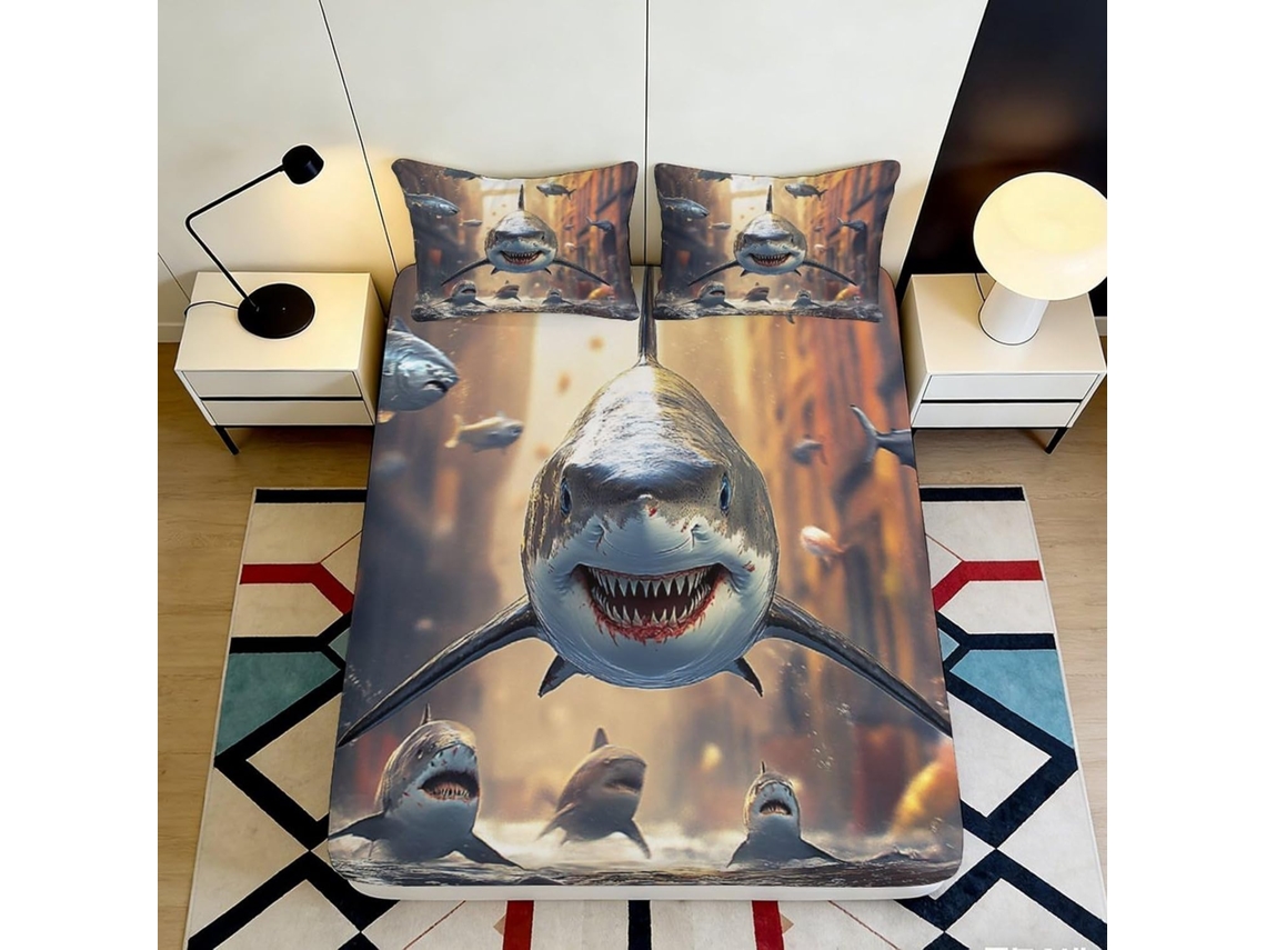Conjunto de Cama Estampa 3d Earth View Sol Microfibra com Fronha 200x25cm S/MARCA