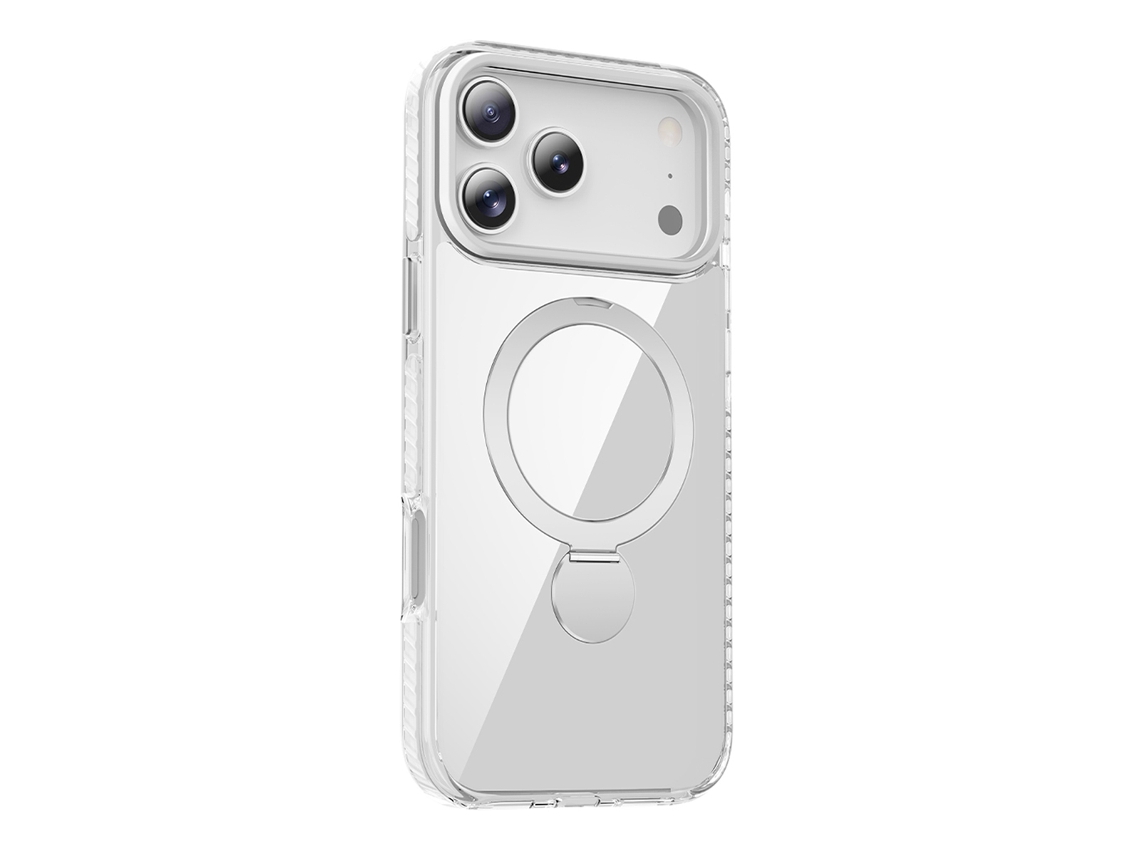 Capa Magsafe Para Iphone 17 Pro Max - Branca Transparente Com Suporte De Anel