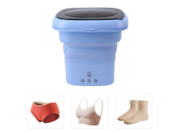 Mini Máquina De Lavar Dobrável E Portátil Com Tampa Preta, Ideal Para Viagens Em Autocaravanas E Apartamentos. Compatível Com Fich Aquaforge