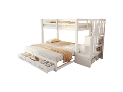Beliche DELCOND 90x200 Cm com Escada, Gavetas e Função de Cama Auxiliar