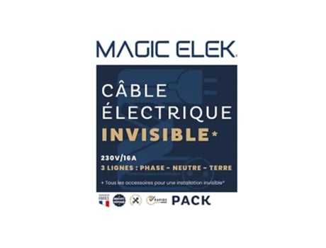 Cabo elétrico ultraplano invisível 10M 230V / 16A 3 linhas desaparece sob papel de parede pintado e azulejos MAGICELEK