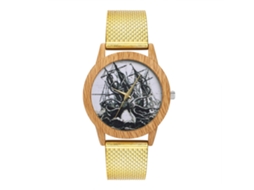 Relógio de quartzo unissex com pulseira de silicone, mostrador redondo, dourado, Zhoulianfa