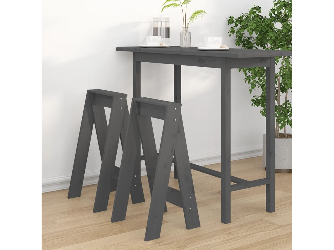 Vidaxl Bancos 2 Pcs 40x40x75 Cm Pinho Maciço Cinzento