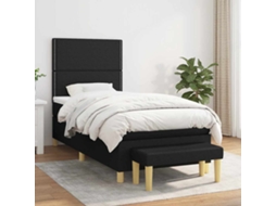 Vidaxl Cama Com Molas/colchão 90x200 Cm Tecido Preto
