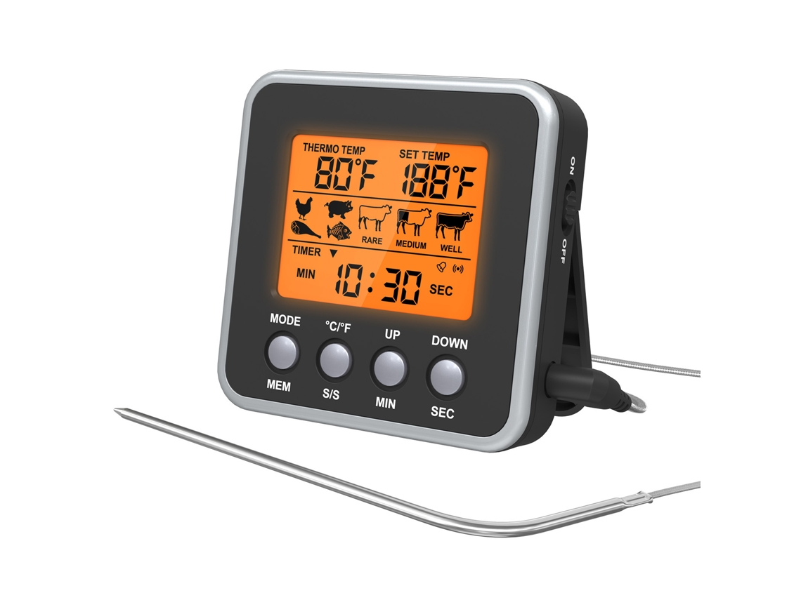 Termômetro Digital Para Carnes Ao Ar Livre, Forno E Churrasco Com Visor Lcd Grande Para Cozinha Slowmoose